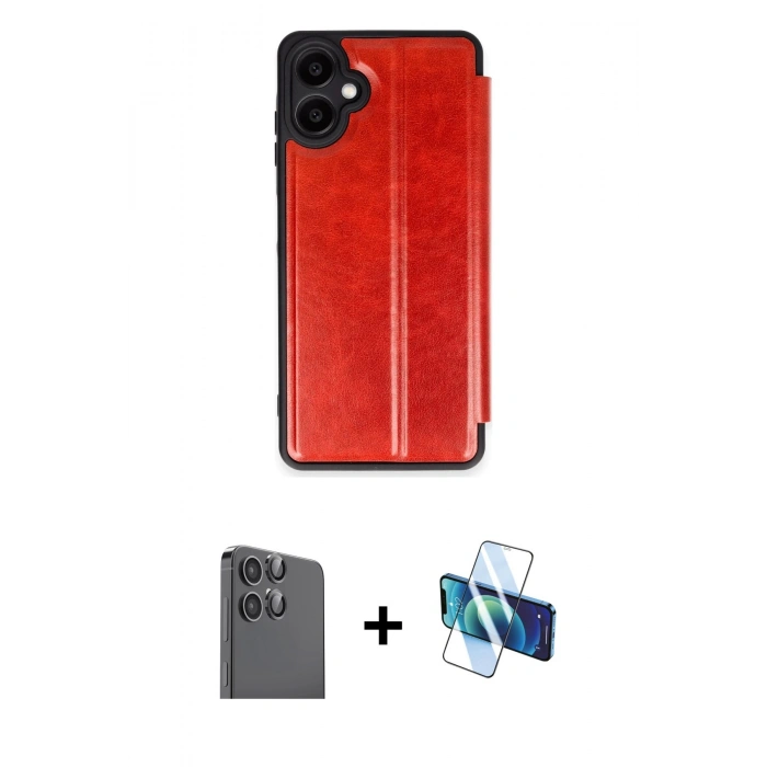 MARSİLYAN™- Galaxy A06 Kılıf Zirve Yansıma Serisi - Siyah 3D Antistatik Seramik Nano Ekran Koruyucu + Raze Metal Kamera Lens - SH