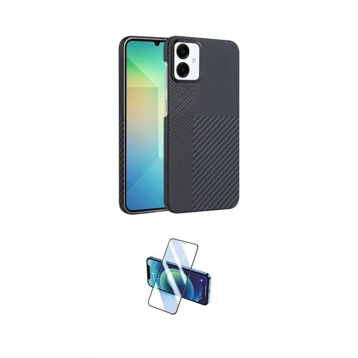 MARSİLYAN™- Galaxy A07 4G Kılıf Doruk Serisi - Siyah 3D Antistatik Cam Ekran Koruyucu