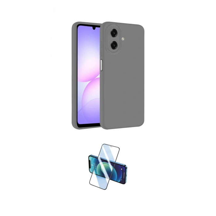 MARSİLYAN™- Galaxy A07 4G Kılıf Kozmos Yansıma Özel Seri - Siyah 3D Antistatik Cam Ekran Koruyucu