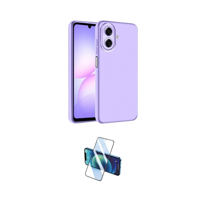 MARSİLYAN™- Galaxy A07 4G Kılıf Kozmos Yansıma Özel Seri - Siyah 3D Antistatik Cam Ekran Koruyucu