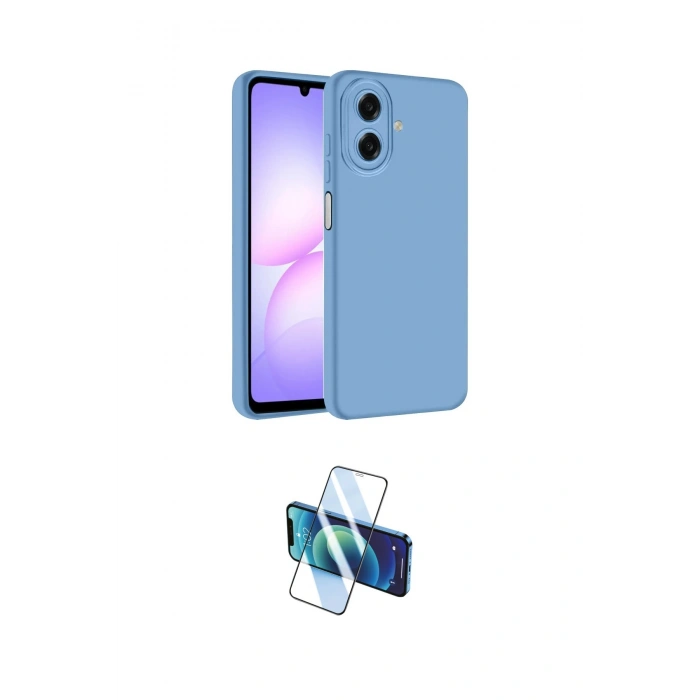 MARSİLYAN™- Galaxy A07 4G Kılıf Kozmos Yansıma Özel Seri - Siyah 3D Antistatik Cam Ekran Koruyucu