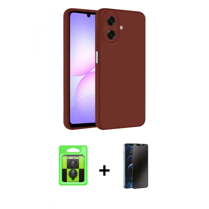 MARSİLYAN™- Galaxy A07 4G Kılıf Kozmos Yansıma Özel Seri - Siyah 3D Antistatik Hayalet Cam Ekran Koruyucu + Raze Metal Kamera Lens - SH