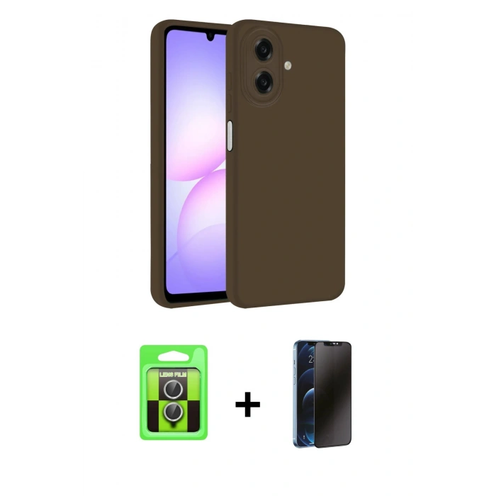MARSİLYAN™- Galaxy A07 4G Kılıf Kozmos Yansıma Özel Seri - Siyah 3D Antistatik Hayalet Cam Ekran Koruyucu + Raze Metal Kamera Lens - GS