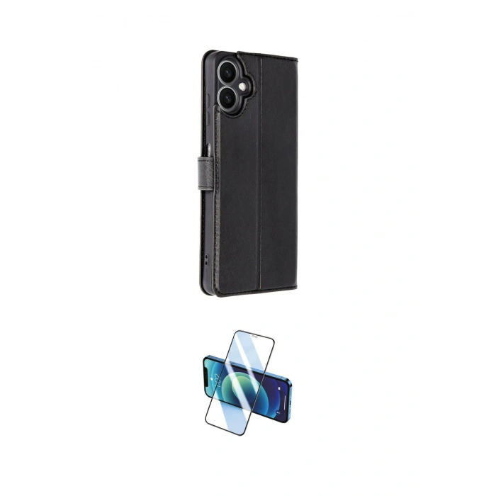MARSİLYAN™- Galaxy A07 4G Kılıf Siluet Işık Serisi - Siyah 3D Antistatik Cam Ekran Koruyucu