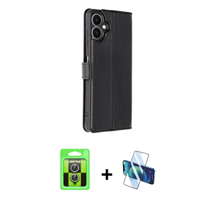 MARSİLYAN™- Galaxy A07 4G Kılıf Siluet Işık Serisi - Siyah 3D Antistatik Cam Ekran Koruyucu + Raze Metal Kamera Lens - GS