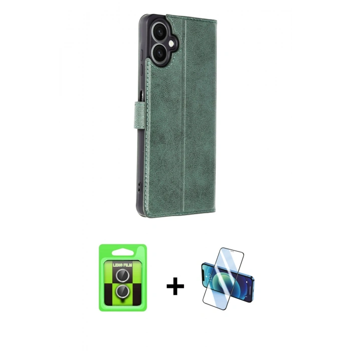 MARSİLYAN™- Galaxy A07 4G Kılıf Siluet Işık Serisi - Siyah 3D Antistatik Cam Ekran Koruyucu + Raze Metal Kamera Lens - GS