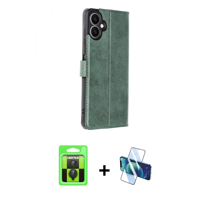 MARSİLYAN™- Galaxy A07 4G Kılıf Siluet Işık Serisi - Siyah 3D Antistatik Cam Ekran Koruyucu + Raze Metal Kamera Lens - SH