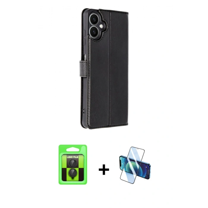 MARSİLYAN™- Galaxy A07 4G Kılıf Siluet Işık Serisi - Siyah 3D Antistatik Cam Ekran Koruyucu + Raze Metal Kamera Lens - SH