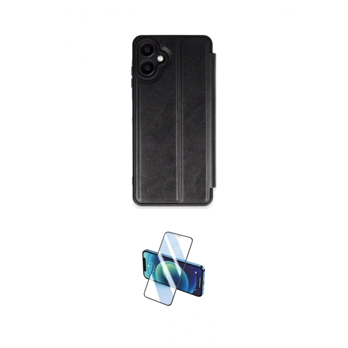 MARSİLYAN™- Galaxy A07 4G Kılıf Zirve Yansıma Serisi - Siyah 3D Antistatik Cam Ekran Koruyucu