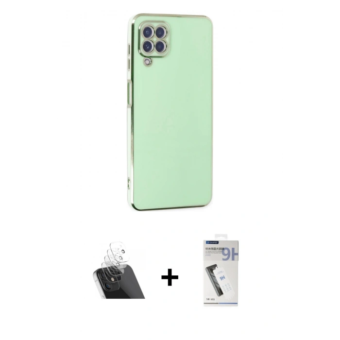 MARSİLYAN™- Galaxy A12 Kılıf Yankı Serisi - Şeffaf Uv Polymer Nano Ekran Koruyucu + Şeffaf Kamera Lens Koruma Cam