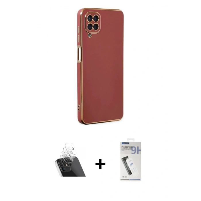MARSİLYAN™- Galaxy A12 Kılıf Yankı Serisi - Şeffaf Uv Polymer Nano Ekran Koruyucu + Şeffaf Kamera Lens Koruma Cam