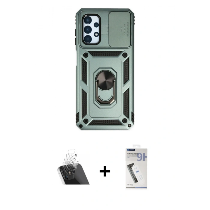MARSİLYAN™- Galaxy A13 4G Kılıf Ahenk Klasik - Şeffaf Uv Polymer Nano Ekran Koruyucu + Kamera Lens Koruma Cam - SF