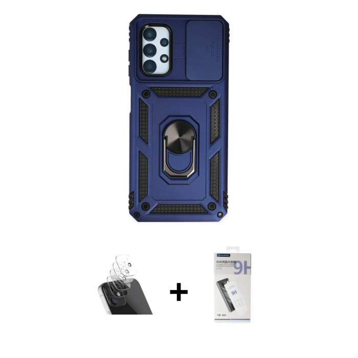 MARSİLYAN™- Galaxy A13 4G Kılıf Ahenk Klasik - Şeffaf Uv Polymer Nano Ekran Koruyucu + Kamera Lens Koruma Cam - SF