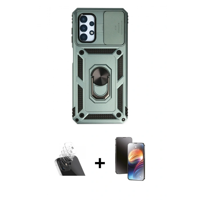 MARSİLYAN™- Galaxy A13 4G Kılıf Ahenk Klasik - Siyah 3D Antistatik Mat Seramik Nano Ekran Koruyucu + Kamera Lens Koruma Cam - SF
