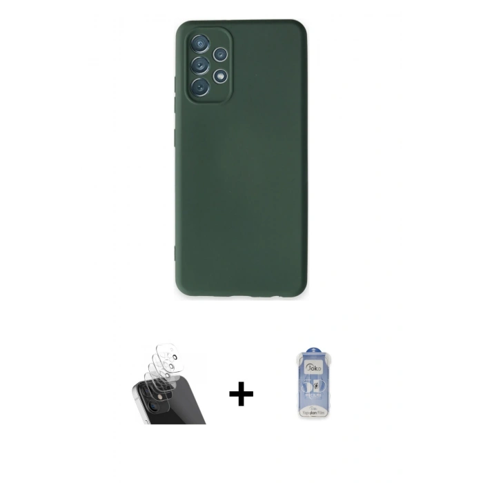 MARSİLYAN™- Galaxy A13 4G Kılıf Ahenk Serisi - Siyah Joko Magic 5D Cam + Kamera Lens Koruma Cam - SF