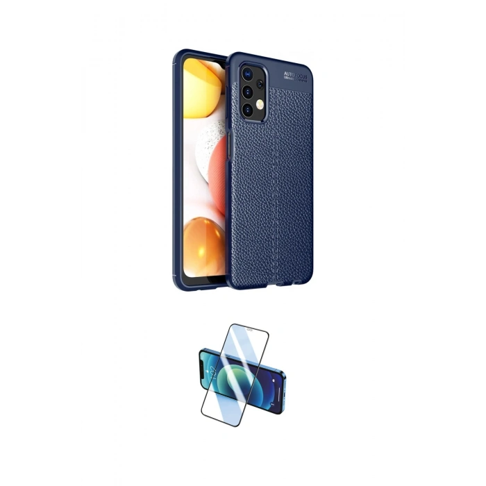 MARSİLYAN™- Galaxy A13 4G Kılıf Doruk Klasik Özel Seri - Siyah 3D Antistatik Cam Ekran Koruyucu