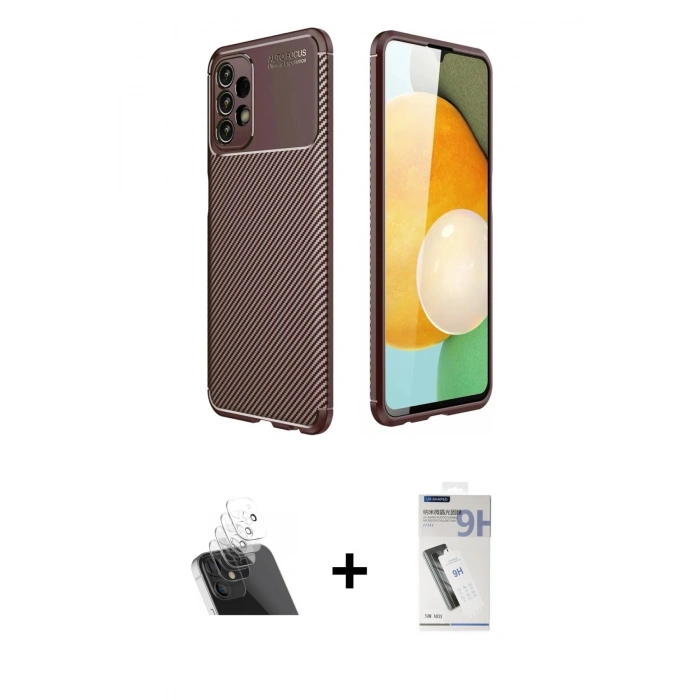 MARSİLYAN™- Galaxy A13 4G Kılıf Eksen Form Prime - Şeffaf Uv Polymer Nano Ekran Koruyucu + Kamera Lens Koruma Cam - SF