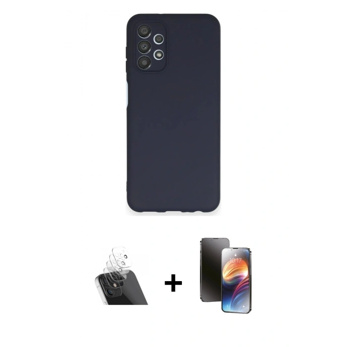 MARSİLYAN™- Galaxy A13 4G Kılıf Kozmos Yansıma Özel Seri - Siyah 3D Antistatik Mat Seramik Nano Ekran Koruyucu + Kamera Lens Koruma Cam - SF