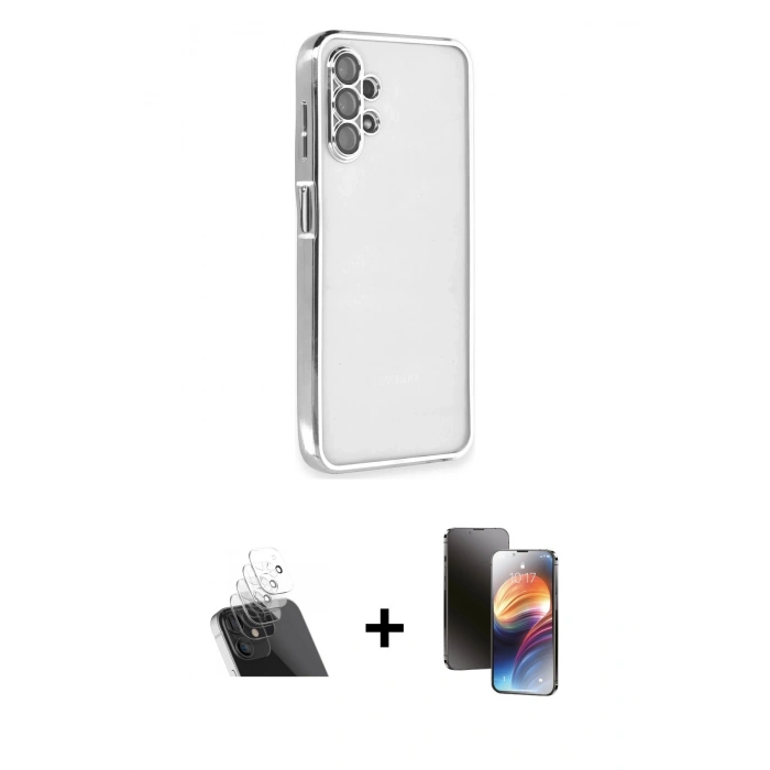 MARSİLYAN™- Galaxy A13 4G Kılıf Vadi Minimal - Siyah 3D Antistatik Mat Seramik Nano Ekran Koruyucu + Şeffaf Kamera Lens Koruma Cam
