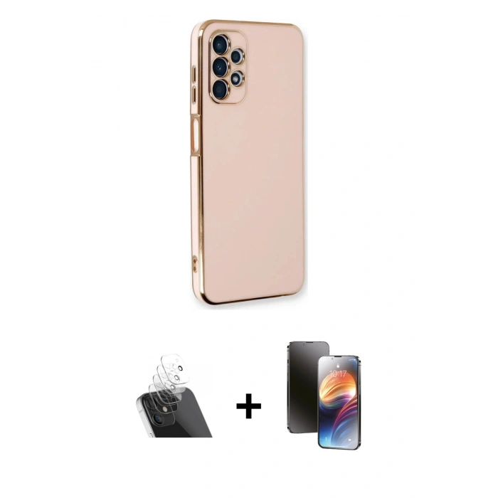MARSİLYAN™- Galaxy A13 4G Kılıf Yankı Serisi - Siyah 3D Antistatik Mat Seramik Nano Ekran Koruyucu + Kamera Lens Koruma Cam - SF