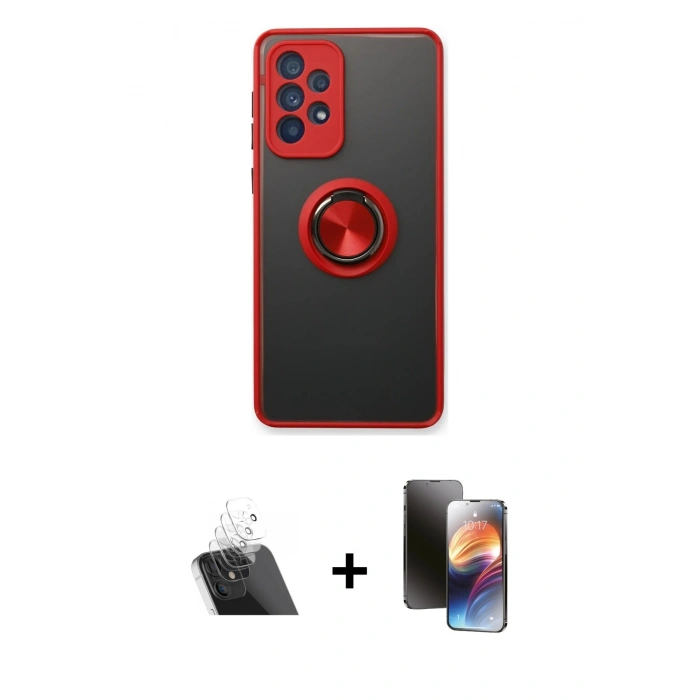 MARSİLYAN™- Galaxy A13 4G Kılıf Yörünge Çizgi - Siyah 3D Antistatik Mat Seramik Nano Ekran Koruyucu + Kamera Lens Koruma Cam - SF