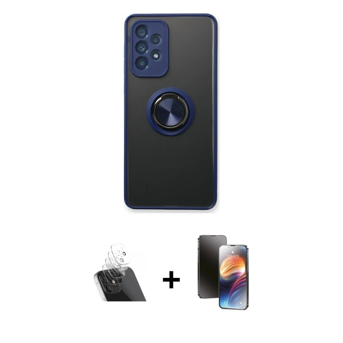 MARSİLYAN™- Galaxy A13 4G Kılıf Yörünge Çizgi - Siyah 3D Antistatik Mat Seramik Nano Ekran Koruyucu + Kamera Lens Koruma Cam - SF