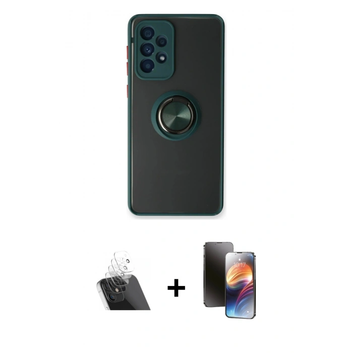 MARSİLYAN™- Galaxy A13 4G Kılıf Yörünge Çizgi - Siyah 3D Antistatik Mat Seramik Nano Ekran Koruyucu + Kamera Lens Koruma Cam - SF