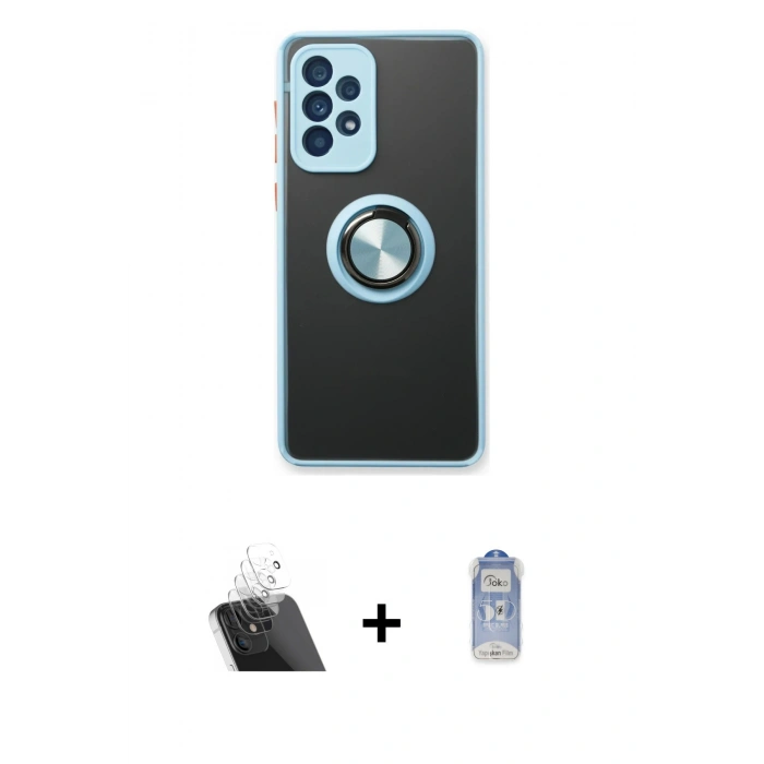 MARSİLYAN™- Galaxy A13 4G Kılıf Yörünge Çizgi - Siyah Joko Magic 5D Cam + Kamera Lens Koruma Cam - SF