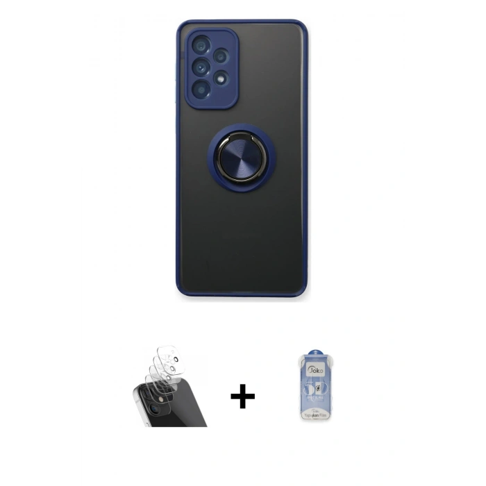 MARSİLYAN™- Galaxy A13 4G Kılıf Yörünge Çizgi - Siyah Joko Magic 5D Cam + Kamera Lens Koruma Cam - SF