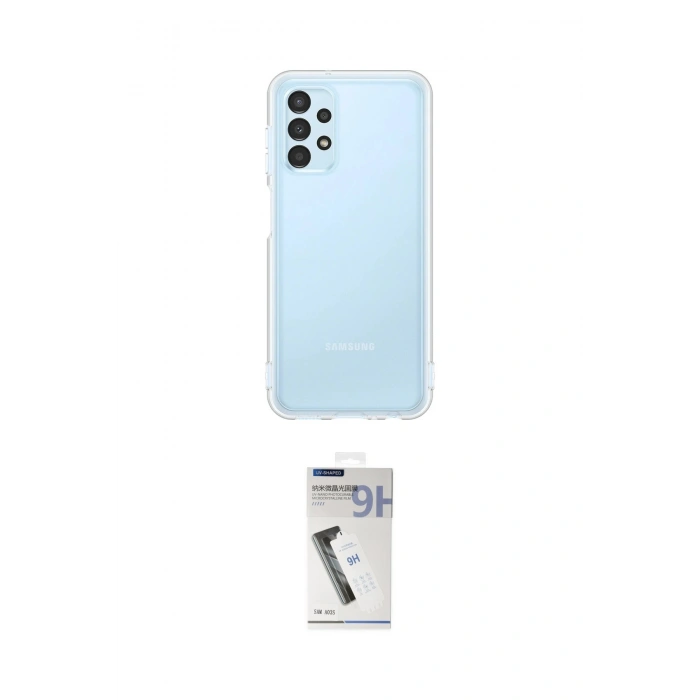 MARSİLYAN™- Galaxy A13 4G Kılıf Zirve Doku - Şeffaf Uv Polymer Nano Ekran Koruyucu