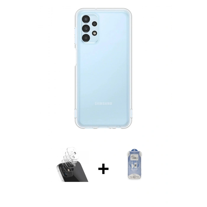 MARSİLYAN™- Galaxy A13 4G Kılıf Zirve Doku - Siyah Joko Magic 5D Cam + Kamera Lens Koruma Cam - SF