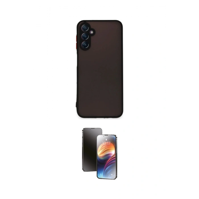 MARSİLYAN™- Galaxy A14 4G Kılıf Ahenk Çizgi Serisi - Siyah 3D Antistatik Mat Seramik Nano Ekran Koruyucu