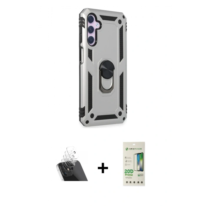 MARSİLYAN™- Galaxy A14 4G Kılıf Ahenk Klasik Koleksiyonu - Siyah 20D Premium Cam Ekran Koruyucu + Kamera Lens Koruma Cam - SF
