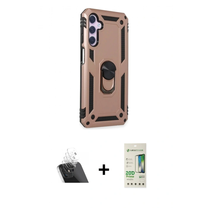 MARSİLYAN™- Galaxy A14 4G Kılıf Ahenk Klasik Koleksiyonu - Siyah 20D Premium Cam Ekran Koruyucu + Kamera Lens Koruma Cam - SF