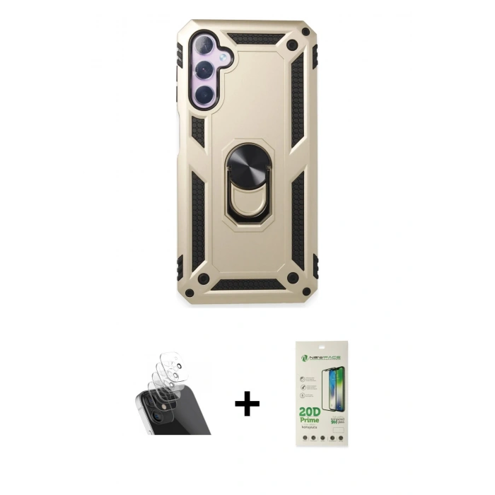 MARSİLYAN™- Galaxy A14 4G Kılıf Ahenk Klasik Koleksiyonu - Siyah 20D Premium Cam Ekran Koruyucu + Kamera Lens Koruma Cam - SF