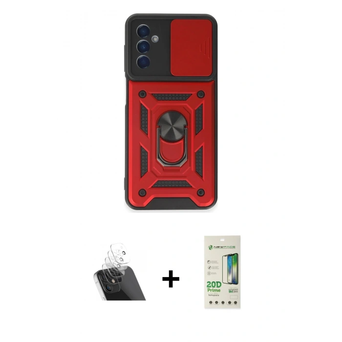 MARSİLYAN™- Galaxy A14 4G Kılıf Ahenk Klasik - Siyah 20D Premium Cam Ekran Koruyucu + Kamera Lens Koruma Cam - SF