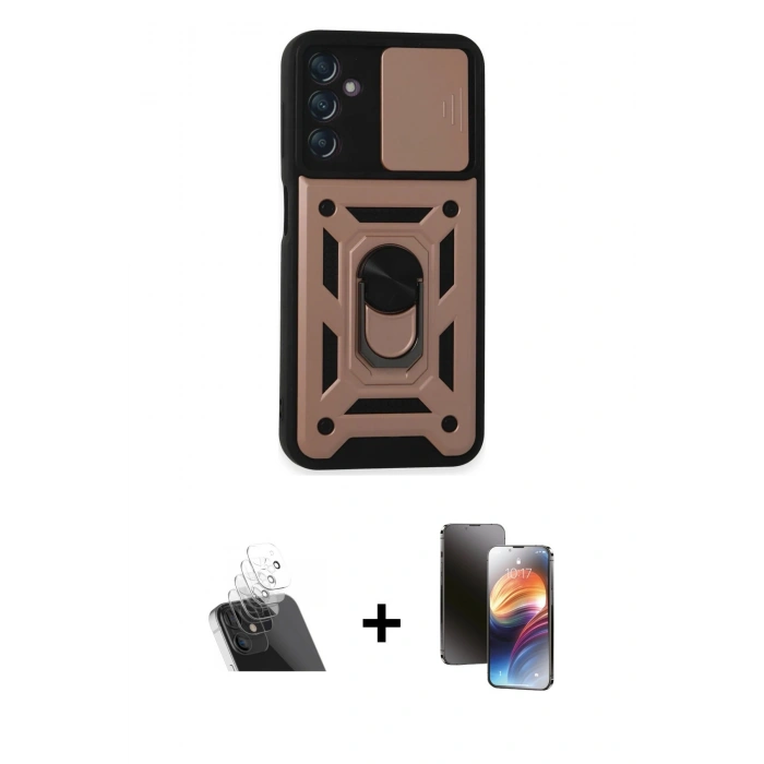 MARSİLYAN™- Galaxy A14 4G Kılıf Ahenk Klasik - Siyah 3D Antistatik Mat Seramik Nano Ekran Koruyucu + Kamera Lens Koruma Cam - SF