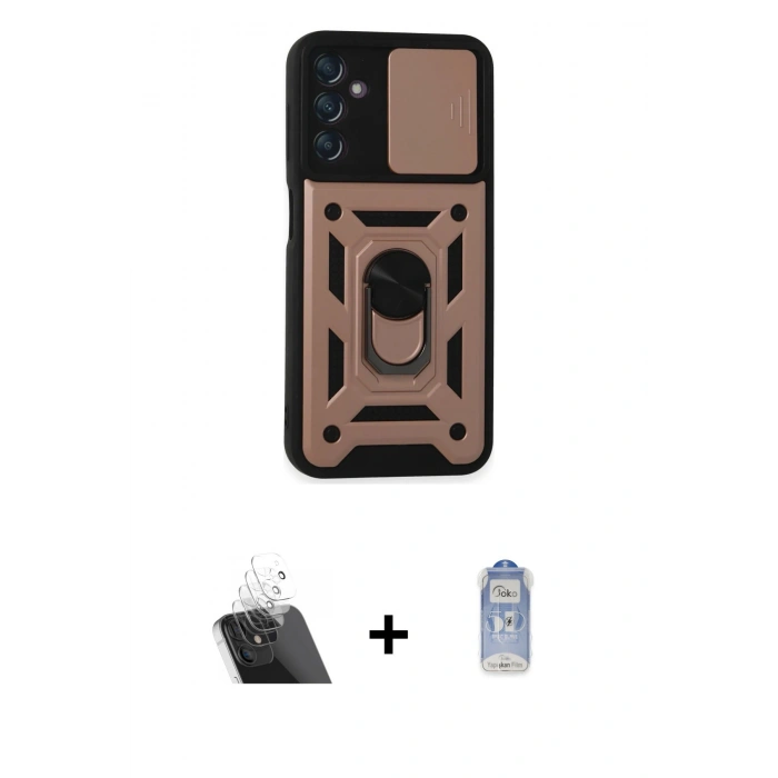 MARSİLYAN™- Galaxy A14 4G Kılıf Ahenk Klasik - Siyah Joko Magic 5D Cam + Kamera Lens Koruma Cam - SF