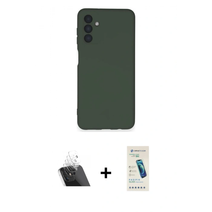 MARSİLYAN™- Galaxy A14 4G Kılıf Ahenk Serisi - Şeffaf Pasifik Cam Ekran Koruyucu + Kamera Lens Koruma Cam - SF