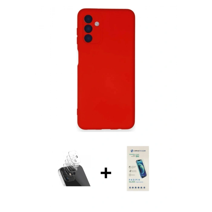 MARSİLYAN™- Galaxy A14 4G Kılıf Ahenk Serisi - Şeffaf Pasifik Cam Ekran Koruyucu + Kamera Lens Koruma Cam - SF