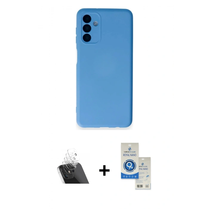 MARSİLYAN™- Galaxy A14 4G Kılıf Ahenk Serisi - Şeffaf Royal Nano Ekran Koruyucu + Kamera Lens Koruma Cam - SF