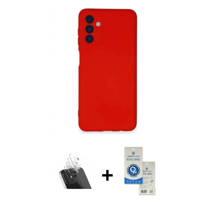 MARSİLYAN™- Galaxy A14 4G Kılıf Ahenk Serisi - Şeffaf Royal Nano Ekran Koruyucu + Kamera Lens Koruma Cam - SF