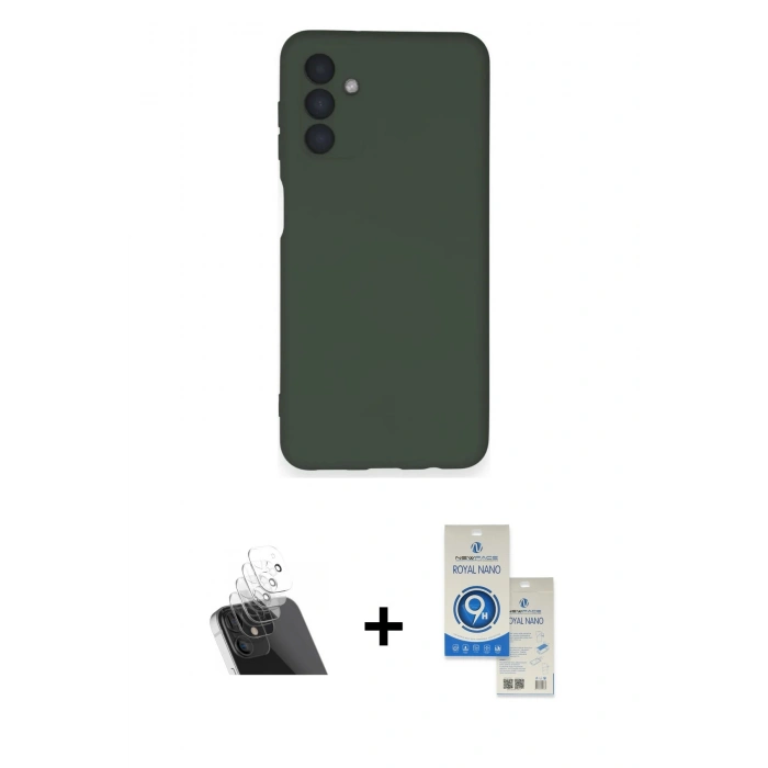 MARSİLYAN™- Galaxy A14 4G Kılıf Ahenk Serisi - Şeffaf Royal Nano Ekran Koruyucu + Kamera Lens Koruma Cam - SF