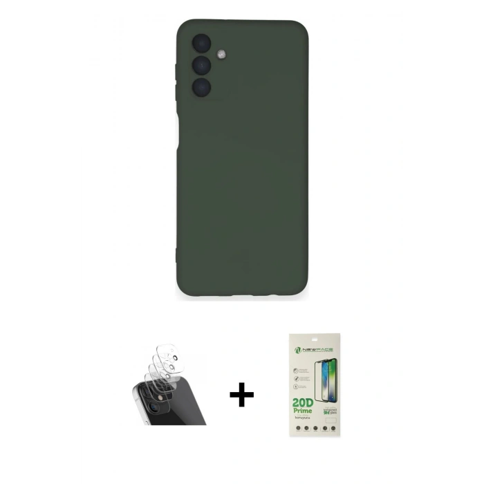MARSİLYAN™- Galaxy A14 4G Kılıf Ahenk Serisi - Siyah 20D Premium Cam Ekran Koruyucu + Kamera Lens Koruma Cam - SF
