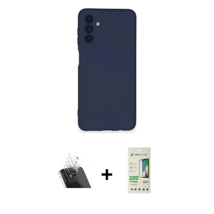 MARSİLYAN™- Galaxy A14 4G Kılıf Ahenk Serisi - Siyah 20D Premium Cam Ekran Koruyucu + Kamera Lens Koruma Cam - SF