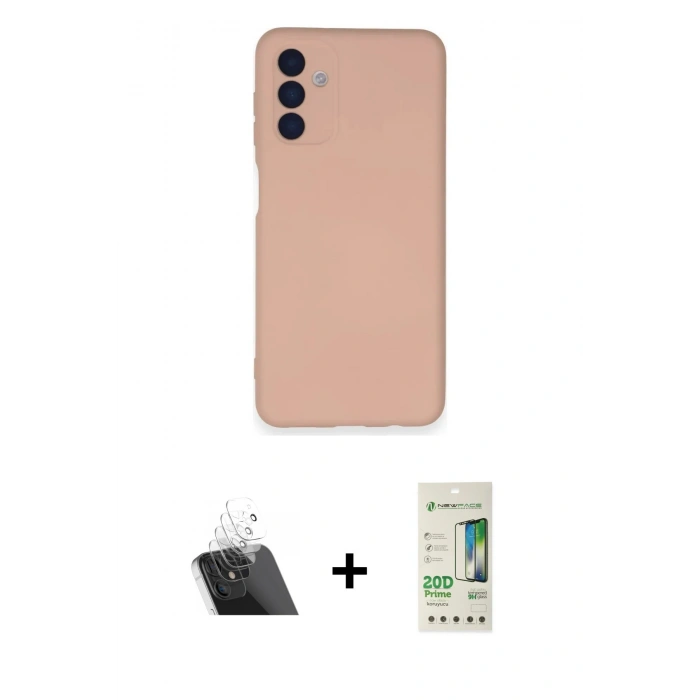 MARSİLYAN™- Galaxy A14 4G Kılıf Ahenk Serisi - Siyah 20D Premium Cam Ekran Koruyucu + Kamera Lens Koruma Cam - SF