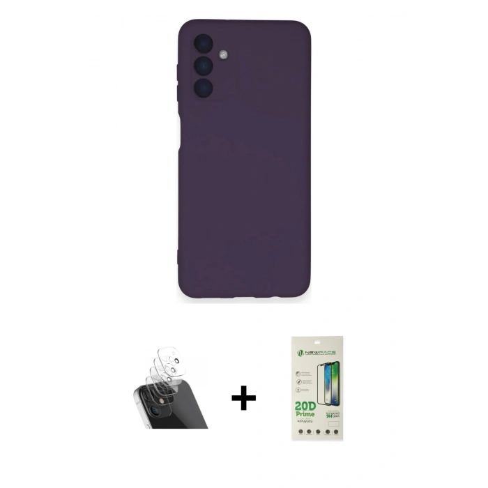 MARSİLYAN™- Galaxy A14 4G Kılıf Ahenk Serisi - Siyah 20D Premium Cam Ekran Koruyucu + Kamera Lens Koruma Cam - SF