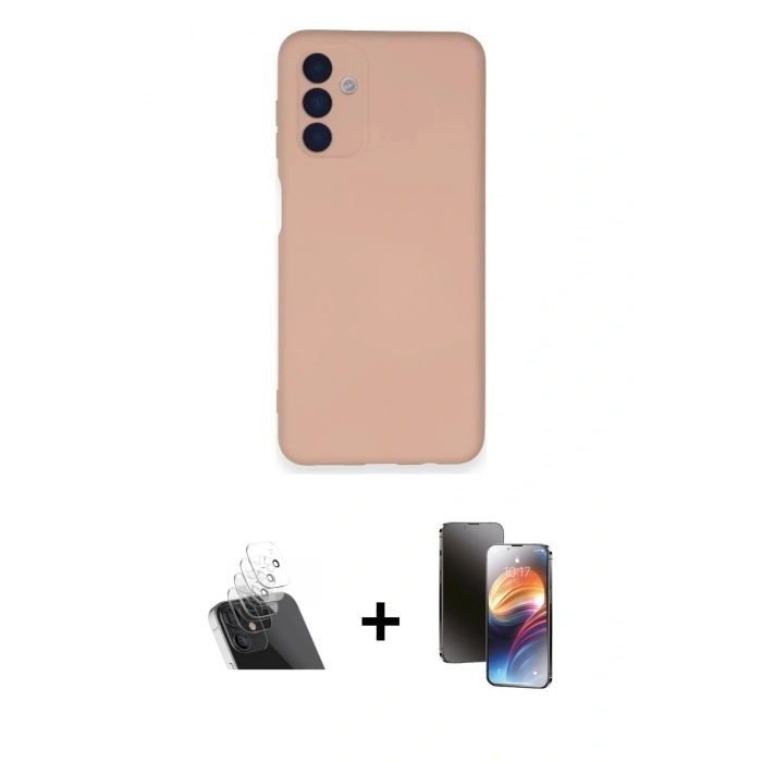 MARSİLYAN™- Galaxy A14 4G Kılıf Ahenk Serisi - Siyah 3D Antistatik Mat Seramik Nano Ekran Koruyucu + Kamera Lens Koruma Cam - SF