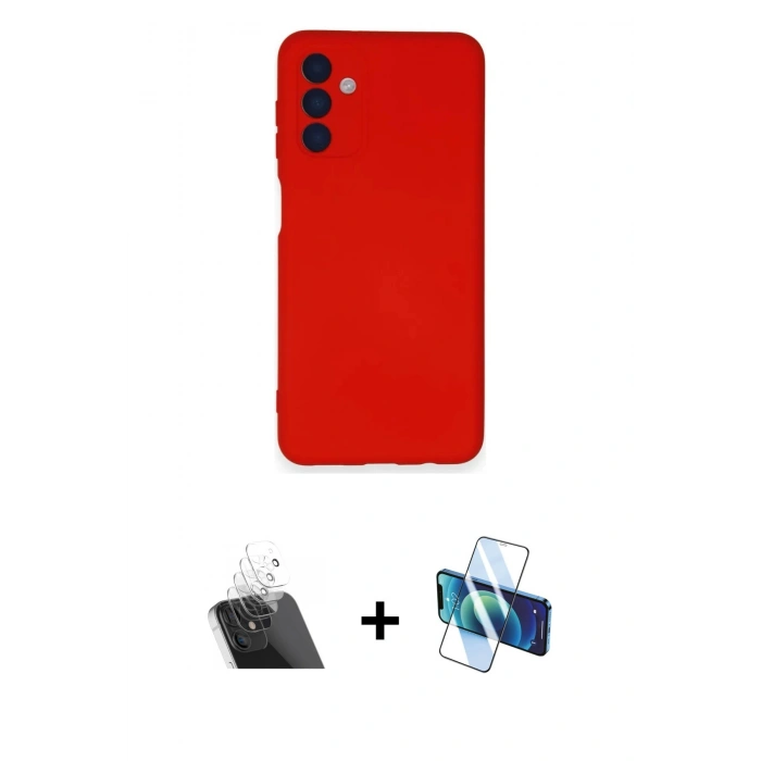 MARSİLYAN™- Galaxy A14 4G Kılıf Ahenk Serisi - Siyah 3D Antistatik Seramik Nano Ekran Koruyucu + Kamera Lens Koruma Cam - SF