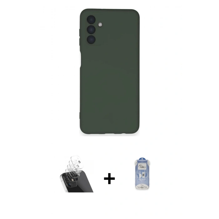 MARSİLYAN™- Galaxy A14 4G Kılıf Ahenk Serisi - Siyah Joko Magic 5D Cam + Kamera Lens Koruma Cam - SF